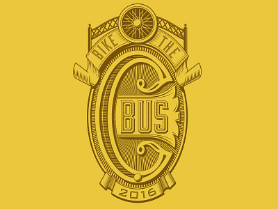 Bike the CBUS tee shirt badge columbus crest custom gold ohio time vintage yellow