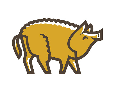 Pig logo brown line logo mono orange pig thick with