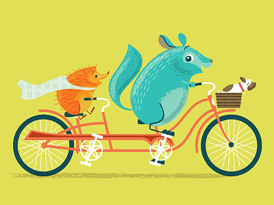 Chin Up, Chinchilla, Tandem ride! beth stafford bicycle character childrens book chin up chinchilla hedge hog illustration kickstarter picture book tandem