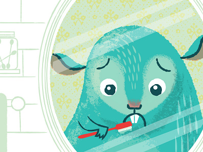 Chin Up Chinchilla, brushing teeth adobe book brush childrens chin up chincilla illustrator kickstarter texture