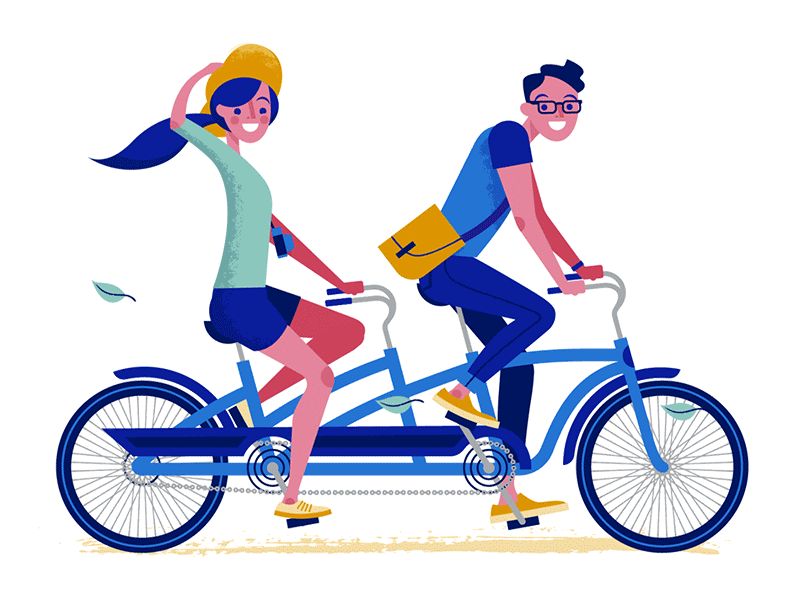 Always in Tandem Animation animation bicycle couple illustration ride slagle tandem