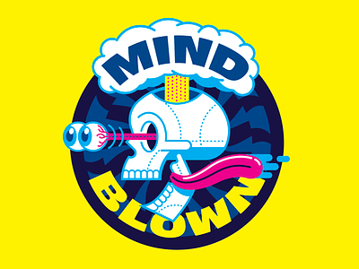 MIND BLOWN! 80s badge illustrator illutration skull skull art sticker
