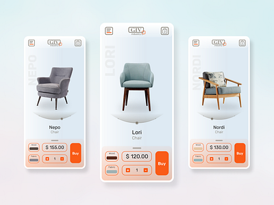 Furniture store concept clean design minimal mobile shop ui