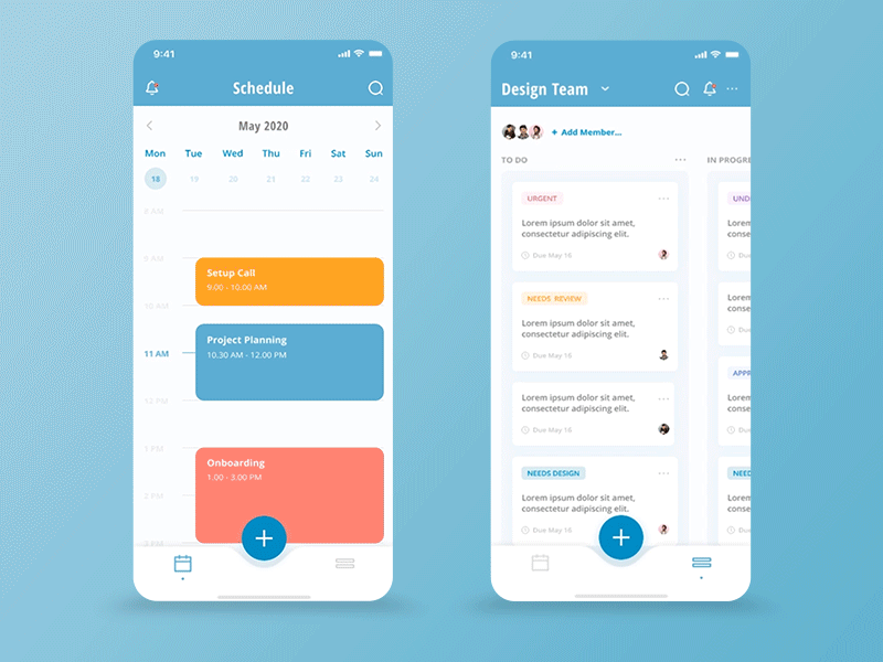 Project Management App Interaction animation app calendar design flat flatdesign gif interaction planner planning trello ui