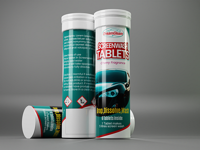 Screenwash tablets label design graphic design label design packaging design tube packaging