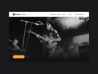 Spotify for Artists artist black dark guitar hero motion music orange type animation typo web