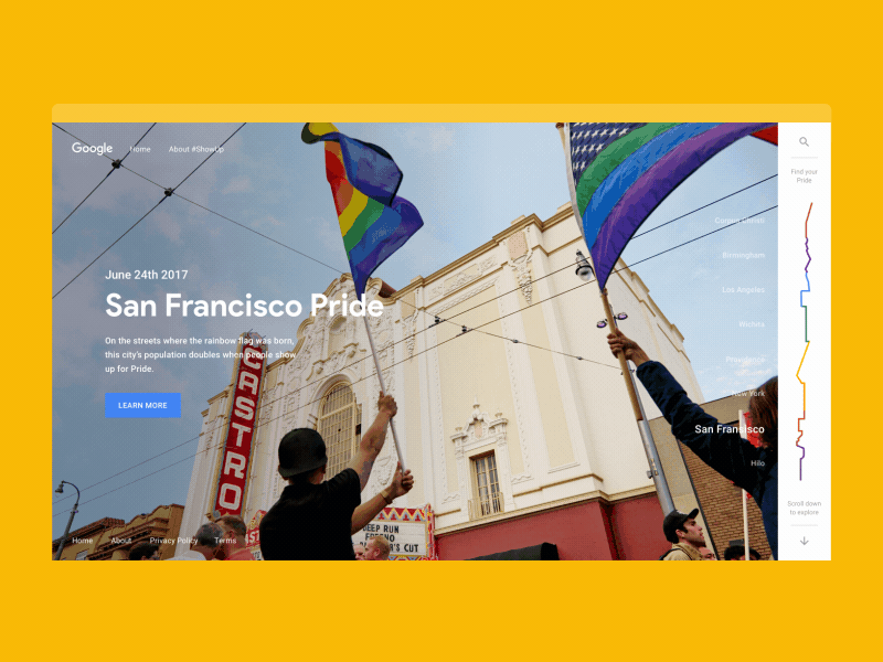 Google Pride #ShowUp - Search prototype after effects google made with google material design motion pride prototype search stink stink studios website