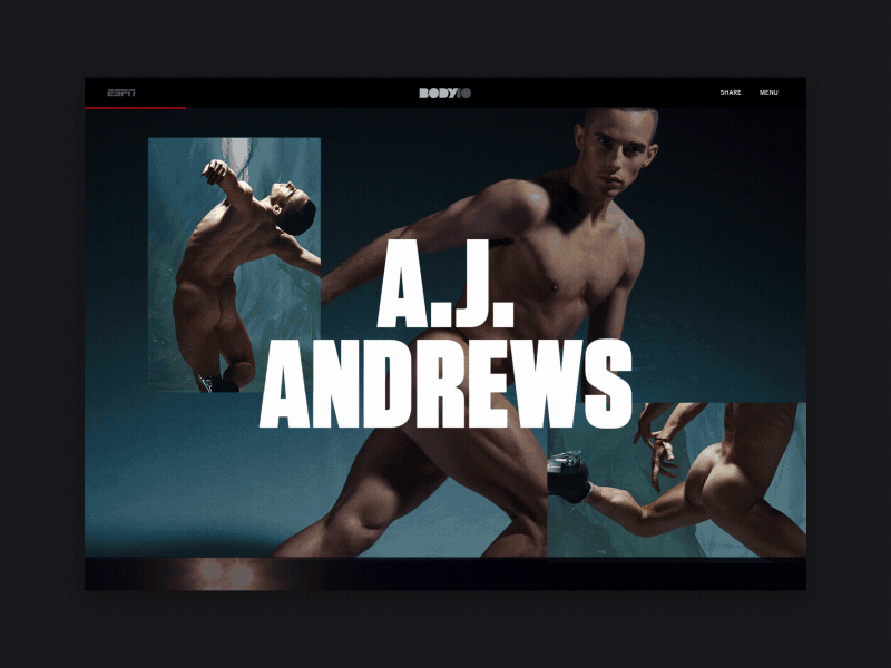 ESPN Body 10 Homepage Proposal (Refused) athlete body 10 body issue espn interactive intro motion photography red