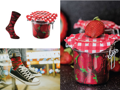 katarzynametrak, jar socks design, strawberry gift pattern pattern for socks product socks textile
