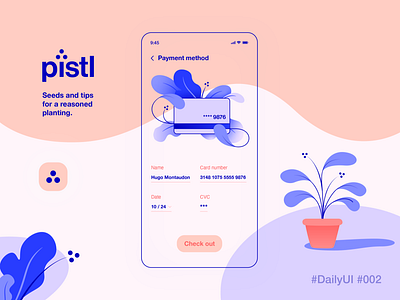 DailyUI #002 002 credit card daily ui daily ui 002 dailyui dailyui002 dailyuichallenge organic payment method plants