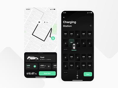 Concept: Car Rental Mobile App app application cars charge station clean design electric car future map minimal mobile app modern rent a car ui ux