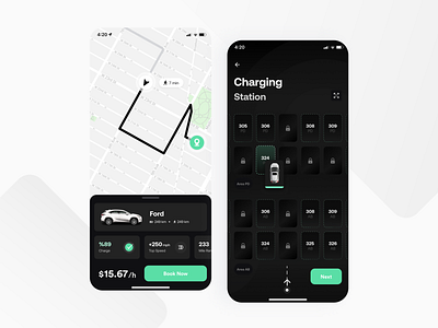 Concept: Car Rental Mobile App app application cars charge station clean design electric car future map minimal mobile app modern rent a car ui ux