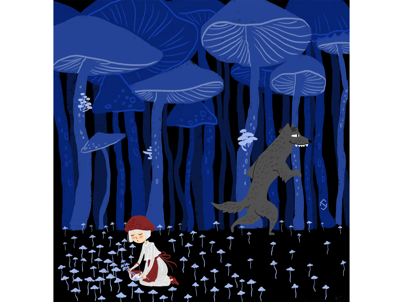 Little Red Riding Hood art childrens illustration fairytale illustration mushrooms photoshop postcard