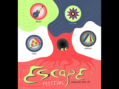 Escape Festival Identity branding colorful festival geometric icons illustration lettering typography