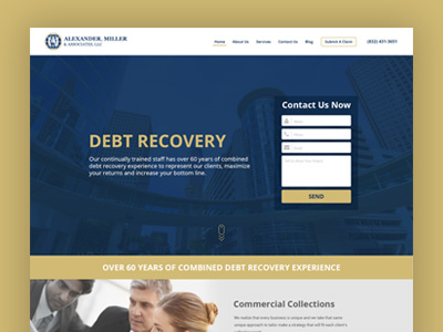Alexander Miller & Associates bank collections contact design financial hero landing responsive website