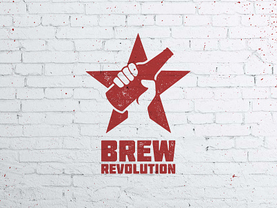 Brew Revolution Logo beer booze brew craft fist grunge logo power red revolution wall