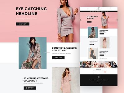 Fashion Ecommerce WIP black blush design ecommerce fashion layout pink shopify web website white women