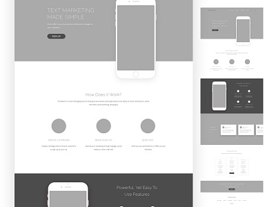 Hi-fi Wireframe Layout cellphone design iphone landing layout marketing page text web website wire wireframe
