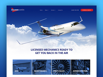 Aviation Website airplane aviation blue design hero home jet landing page web website