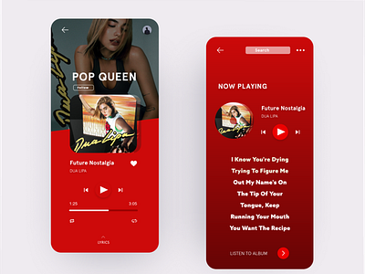 Ui design for a music application.