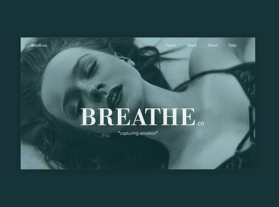 Breathe - A photography company. design girl minimal model photography typography ui ux web website