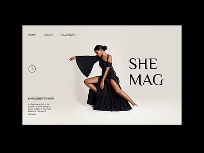 SHE MAG Website- Page 1 branding design girl minimal model typography ui ux web website