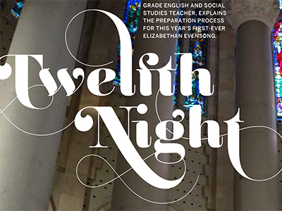 Twelfth Night editorial feature headline magazine type