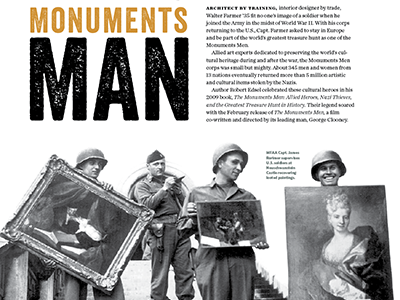 Monuments Man editorial feature headline magazine