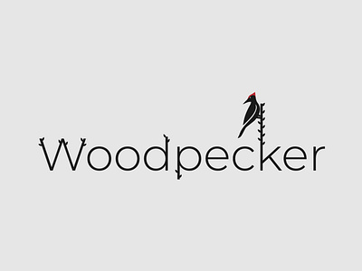 Woodpecker Logo birds logo branding design illustrator logo minimalist typography vector wood logo woodpecker