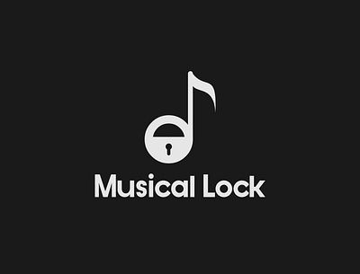 Musical Lock Logo concept brand designer branding design illustrator lock logo logo design minimalist music typography vector wordmark