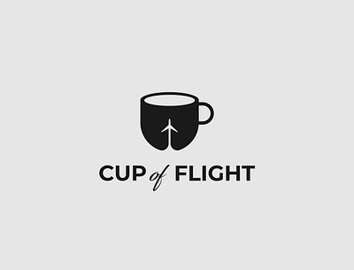 Cup of flight logo brand identity branding cup flight illustrator logo logo design minimalist plane typography vector wordmark