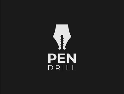 Pen drill logo branding design drill illustrator logo logo design minimalist pen typography vector