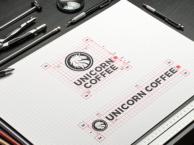 Unicorn Coffee logo positioning grid