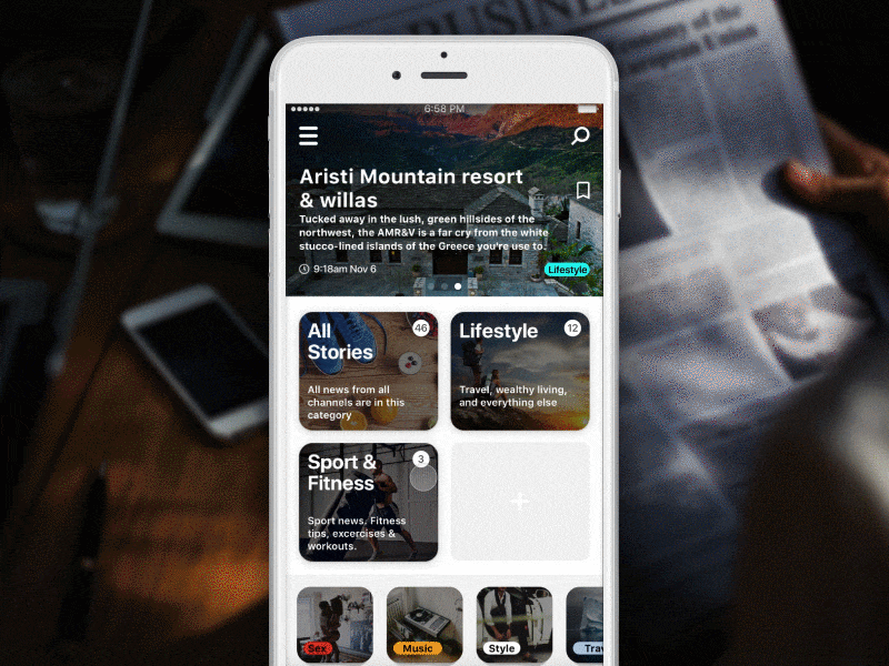 News App Concept (Interface animation)