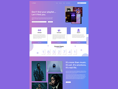 Daily UI Challenge | 003 | Landing Page challenge landing page design landingpage music purple purple gradient ui ux web