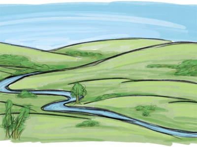 Open Hills background concept doodle drawing illustration landscape nature