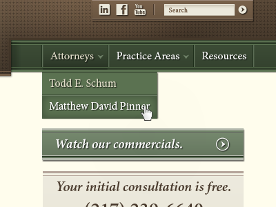 Schum Law Site classic css3 html nav navigation old fashioned theme web design website
