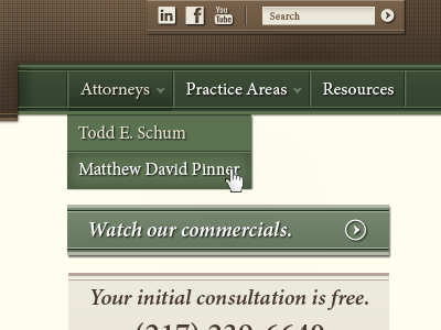 Schum Law Site css3 html navigation nav classic website theme old-fashioned web design
