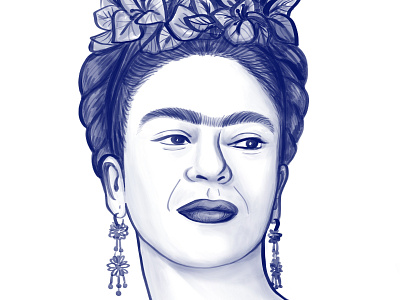 Blue Frida blue ink frida frida kahlo illustration ipad pro procreate