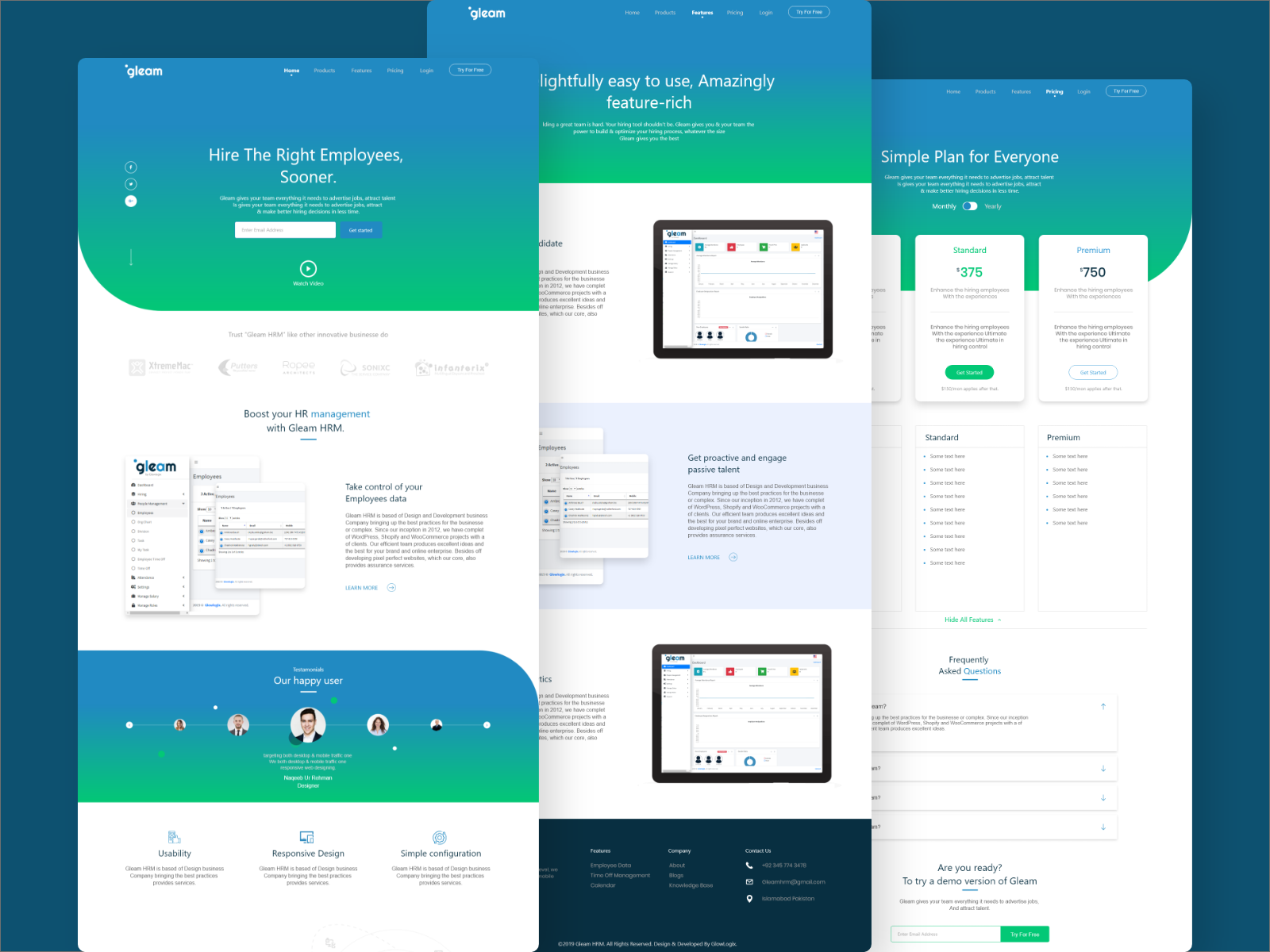 Design Exploration of Gleam-HRM Website by Glowlogix (Pvt.) Ltd on Dribbble