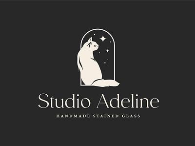 Studio Adeline Brand bohemian boutique branding cat design glass art illustration modern stained glass stained glass stickers