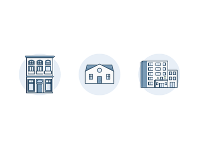 Apartment - House - Office Placeholder icons apartment blue house icons illustration image office