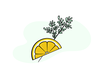 Lemon and Thyme brush drawing fresh herbs illustration ink lemon thyme wacom