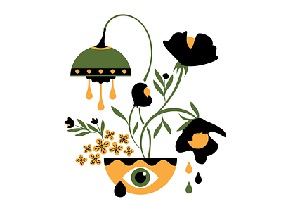 Sad & funky flowers abstract art black flowers funky green illustration sad society6 vector yellow