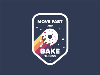 Move Fast And Bake Things! donut doughnut fun illustration rainbow space sparkles stars sticker