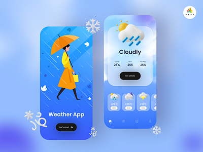 Weather App app design application axaydevikar branding design illustration ui design uidesign uiux weather weather app weather forecast weather icon weather widget