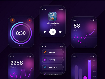 Apple Watch UI Design app design apple watch appwatch branding design design graphic designer ui designer illustration logo musicinwatch sportwatch ui ui design uidesign uiux watch watchdesign watchfashion watchui