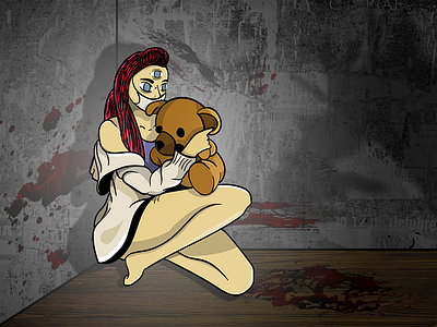 Horror room art bear creepy girl horror art illustration illustration art illustrator monster photoshop photoshop art