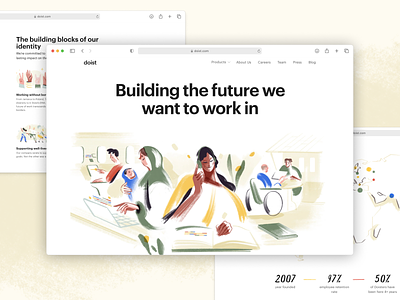 New Doist Website aboutus colorful design home page homepage illustration landing page marketing design productivity project real task management team page tech values web design workplace