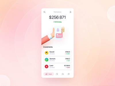 Fintech app - Mobile App 3d animation app bank card banking app branding design fintech fintech app illustraion investing investments light logo minimal mobile app money ui ux web